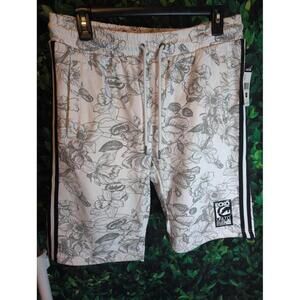 Ecko Unltd Men's White Floral Casual Shorts with‎ Side Stripes